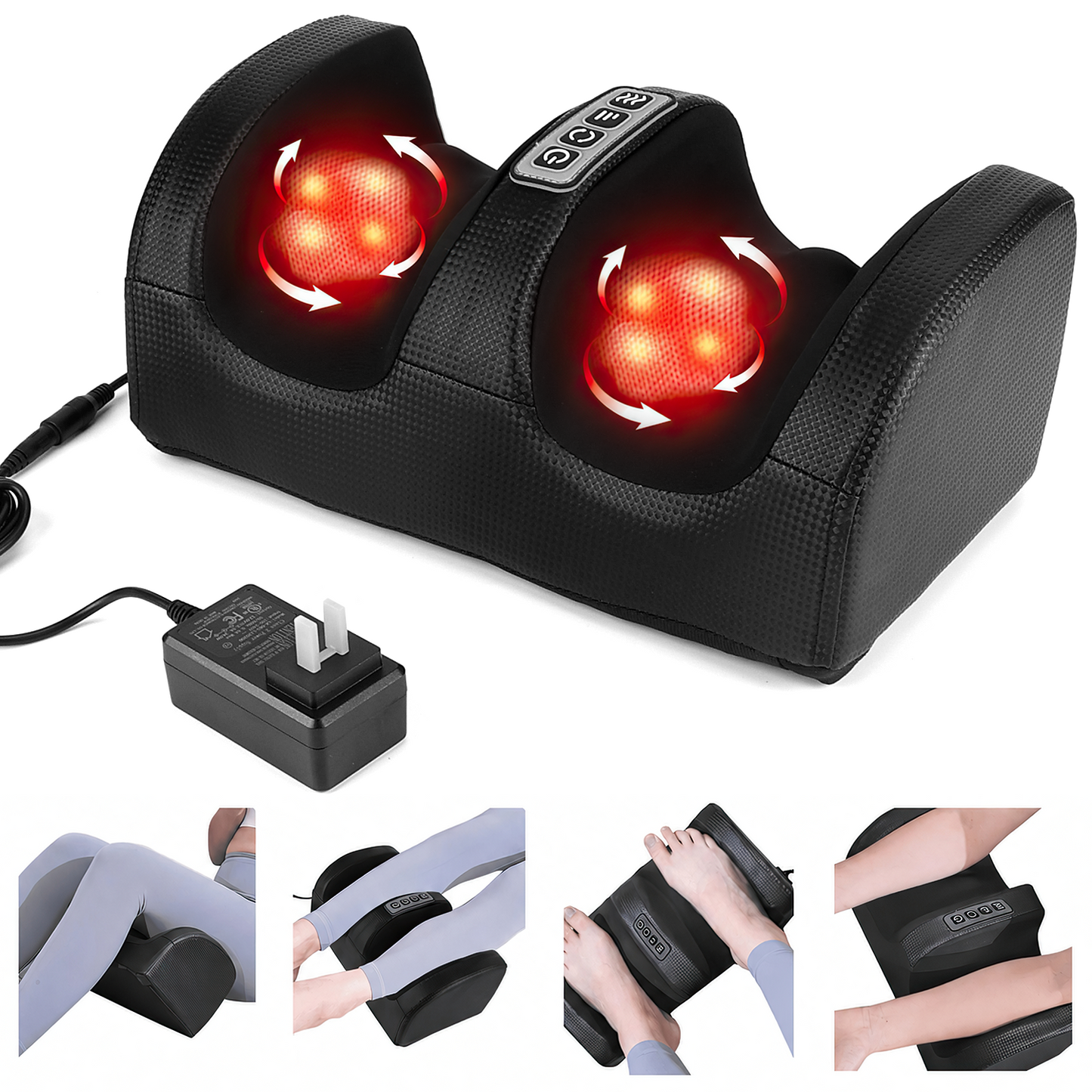 Kidsjoy Shiatsu Foot Massager Machine with Heat, Foot and Calf Massager with Massage Roller, Deep Tissue Massager for Plantar Fasciitis, Pain Relief, Promotes Blood Circulation, Gifts for Women & Men