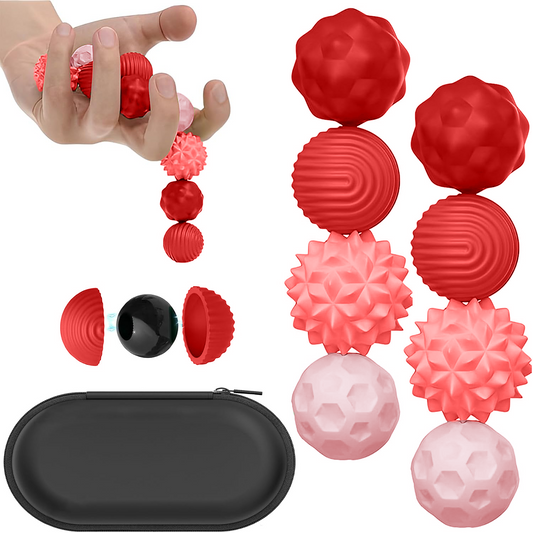 Teblint Magnetic Balls Fidget Toys, 8 Pcs Stress Relief Sensory Toys for Adults and Teens, Peace of Hands and Anxiety Mind, Attracting Stress Ball with Silicone Shell (Red Series)