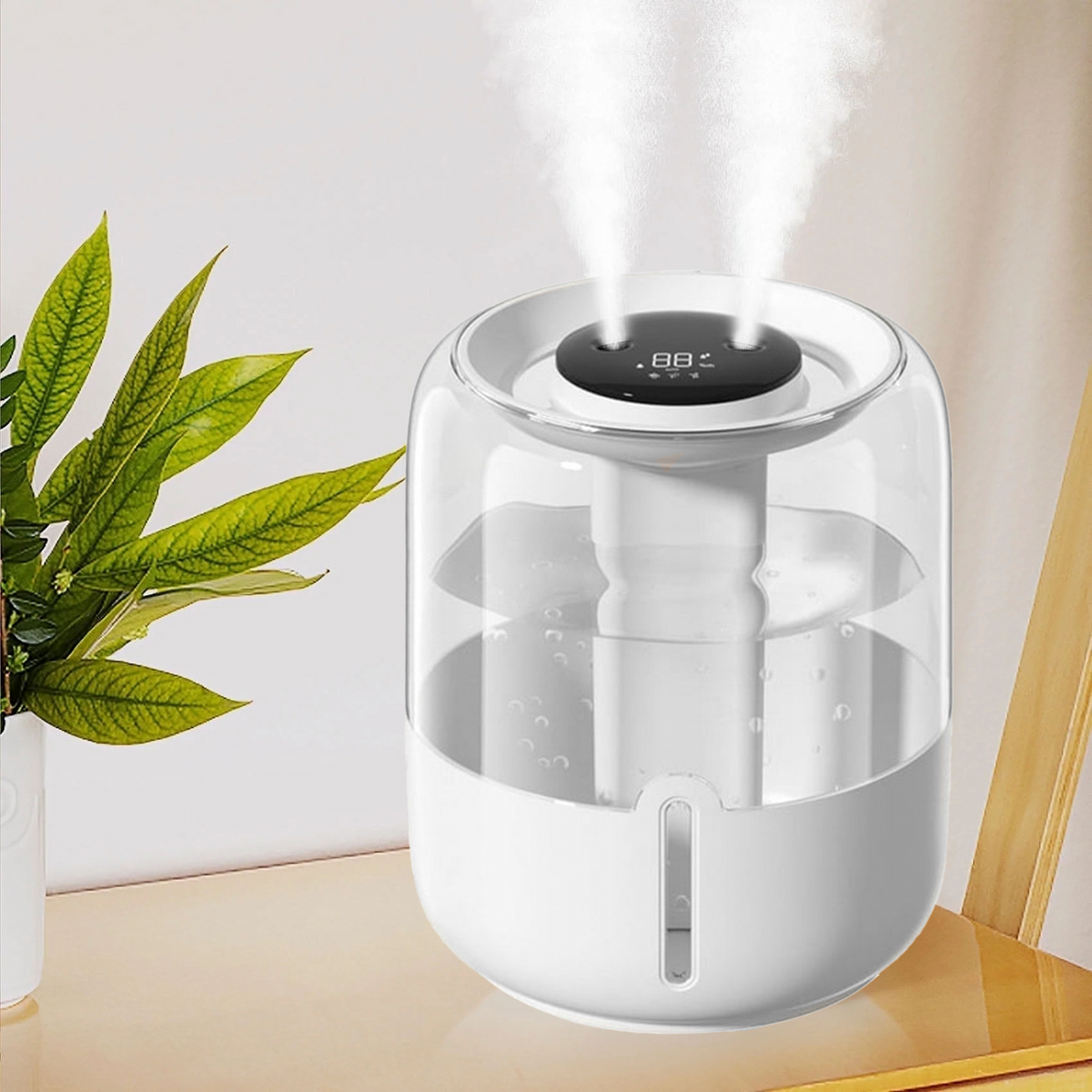 Merryhome Humidifiers for Room,4L Cool Mist Humidifier,Top Fill Smart Cool Mist Air Humidifiers with Nightlight,3-Speed Quiet & Large Vaporizers for Bedroom,Home,Large Room,Baby Nursery and Plants（White）