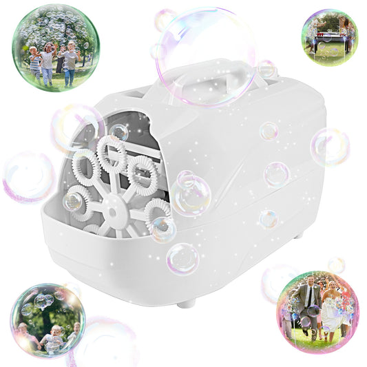 Bubble Machine, Automatic Bubble Blower, 18000+ Big Bubbles Per Minute Bubbles for Kids Toddlers Bubble Maker Operated by Plugin or Batteries Bubble Toys for Indoor Outdoor Birthday Party