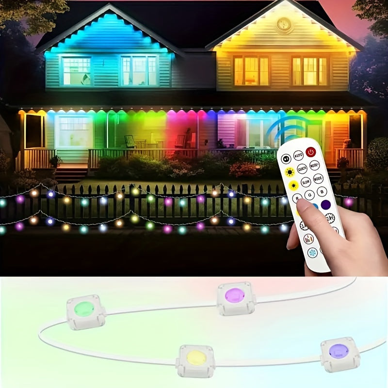 WHATOOK Permanent Outdoor Lights, 50ft 30 Smart RGB Eaves Lights IP67 Waterproof with App Controlled, House Roof Outdoor Lighting for Party, Daily, Halloween, Christmas, Garden