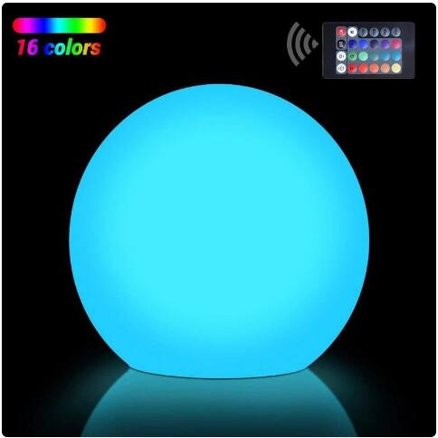 Kidsjoy LED Floating Pool Light, Inflatable Glowing Ball Light with 8 Dimmable and 16RGB Colors, USB Rechargeable Night Light, Waterproof Bath Toy for Holiday Garden Patio Stage House Decoration(6")