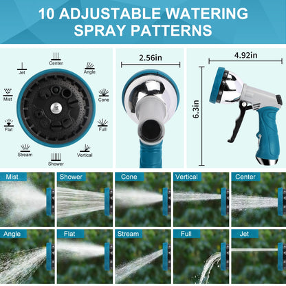 Teblint 2pcs Heavy-Duty Garden Hose Nozzles, Water Hose Nozzle Sprayer for Lawn & Garden, 10-Pattern Watering Nozzle for Watering Plants, Cleaning Cars, Showering Pets