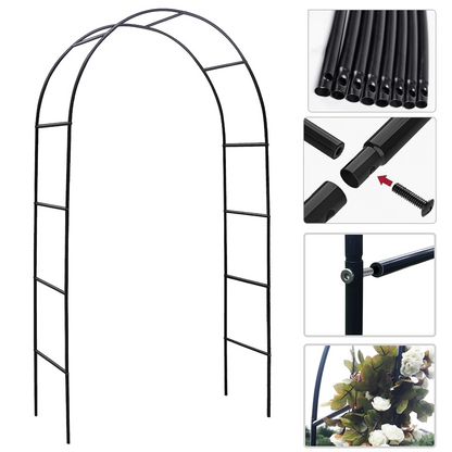 Merryhome Patio Garden Arch Trellis,Wedding Garden Arch,Metal Arch Frame,Pumpkin Archway Outdoor Garden Arbors and Arches for Halloween Christmas Birthday Party Wedding Decoration,7.87x4.6x1.24 Ft(Black)