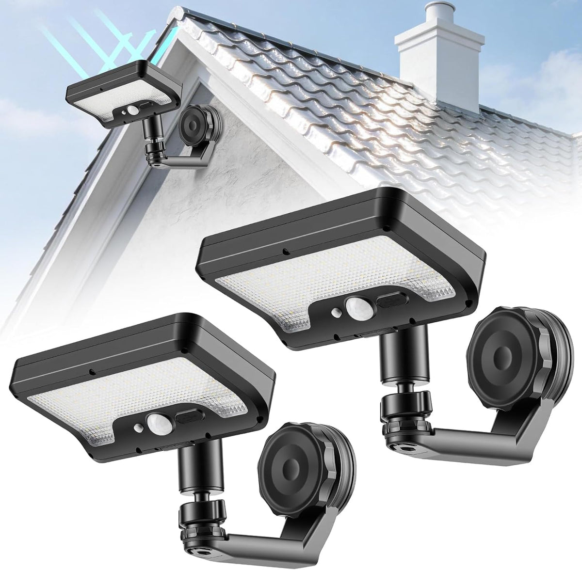 Magnetic Solar Lights Outdoor,600LM Solar Motion Sensor Lights Outdoor,3 Modes&92 LEDs,IP65 Waterproof Magnetic Solar Security Light for Wall Patio Backyard Fence Garage Deck (2 Pcs Warm Lights)