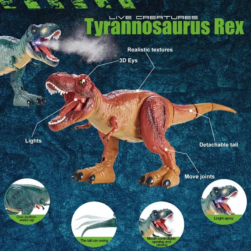 Remote Control Dinosaur Toy for Kids, Upgraded Remote Control Dinosaur with Spray Sound Light, Walking RC Robot Dinosaur Toys for Boys Girls 3-8, Christmas Gifts, Yellow