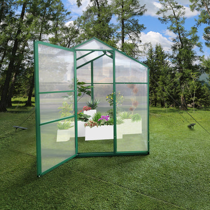 WHATOOK Gain height windproofaluminum greenhouse 6x4 FT Polycarbonate Greenhouse Raised Base and Anchor Aluminum Heavy Duty Walk-in Greenhouses for Outdoor Backyard in All Season