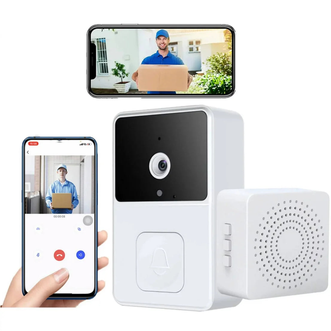 Sevenlady Video Doorbell Security with Camera, Video Doorbell Camera, Wireless Doorbell Camera with Chime, Camera Security with Chime Night Vision