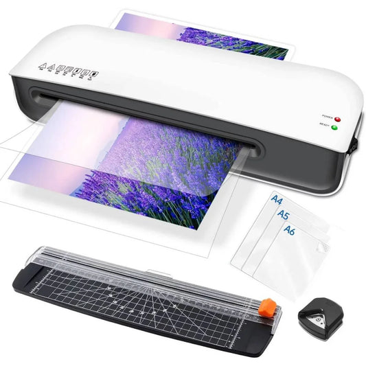 Sevenlady Laminator, A4 Laminator Machine with 15 Laminating Pouches, 4-in-1 Laminating Machine with Paper Cutter, Corner Round, 9 inch Thermal Laminator for Home Use, Office, School