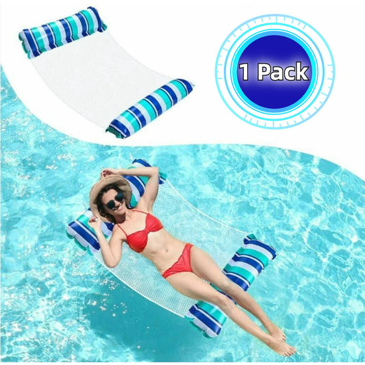 Sevenlady Pool Floats, 4-in-1 Inflatable Water Hammock, Pool Toys for Adults Kids, Portable Floating Lounger for Pool, Beach, Capacity 250 lbs, Green Blue