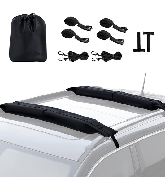 Kayak Roof Rack Pads,Universal Car Soft Roof Rack for Canoe/Surfboard/Paddle Board/SUP/Snow Board with Adjustable,Steady Tie-Down Straps and Storage Bag