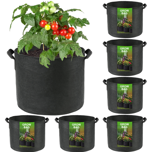 Grow Bags 3 Gallon ,7 Pack Planter Pots with Handles, Heavy Duty Gardening for Tomoato, Potato, Vegetable, Herbs and Flowers, Black