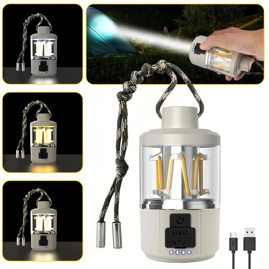 Teblint LED Camping Lantern Rechargeable, Dimmable Camping Light with Flashlight, Super Bright, Battery Powered Portable Emergency Lights for Power Outage, Hurricane, Storms, Camping Essentials