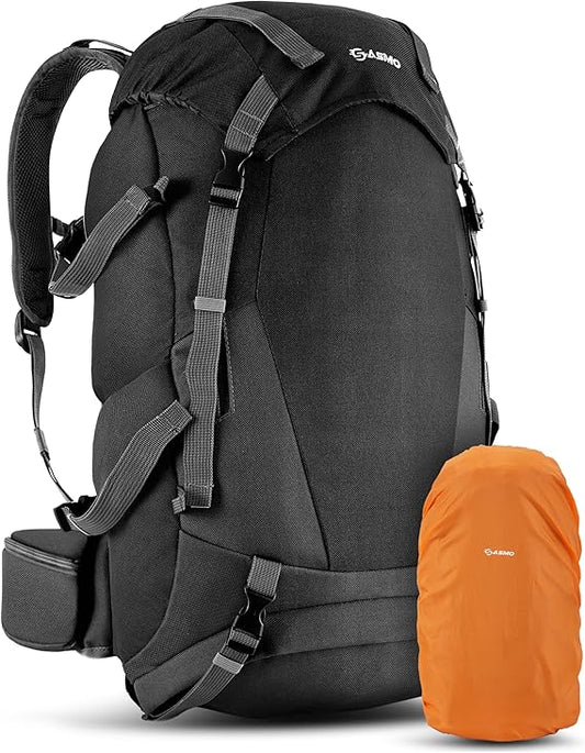 Hiking Backpack 40 L + 5 L with Contact Back, Insulated Front Compartment and Integrated Toiletry Bag, Women's Hiking Backpack + Shoe Compartment, Hiking Backpack for Men, Includes Rain Cover, Black