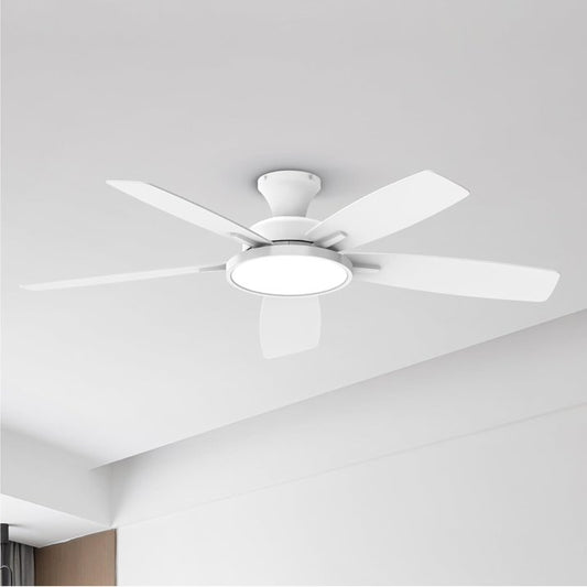 Hoofun Ceiling Fan with Light, Socket Ceiling Fan Light with Remote, 15.98” Small Ceiling Fan, Dimmable Socket Fan Ceiling Fan for Garage Bathroom Bedroom Kitchen, 5 blades (White)