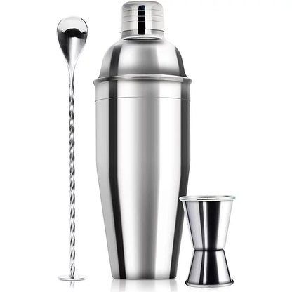 24oz Cocktail Shaker Bar Set - Professional Margarita Mixer Drink Shaker and Measuring Jigger & Mixing Spoon Set - Professional Stainless Steel Bar Tools Built