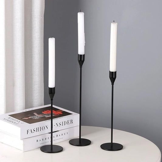 Candlestick Holders,Set of 3 Matte Black Candle Holders,Taper Candle Holders Decorative Candlestick Holder for Home Decor,Dinning,Party