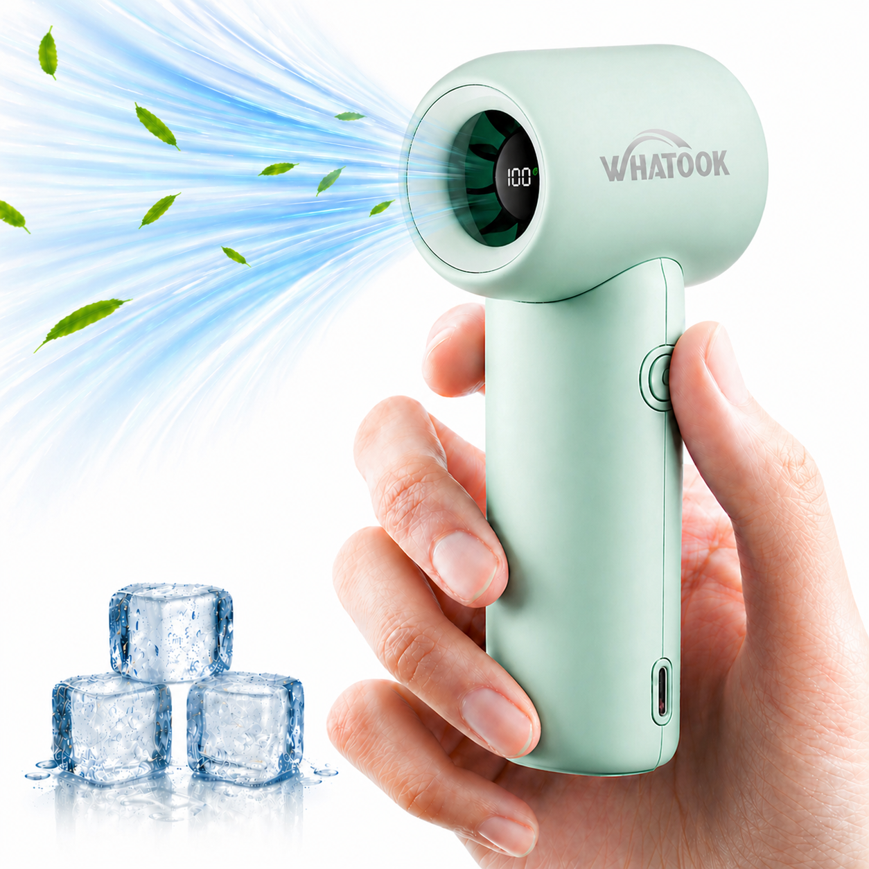 Portable Handheld Fan,18500RPM High Velocity 3000mAh, LED Display 5 Speeds USB-C Rechargeable Turbo Pocket Fan, Personal Mini Cooler for Travel
