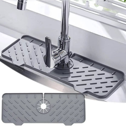 Sevenlady Kitchen Faucet Sink Splash Guard, Silicone Sink Mat, Faucet Anti-Splash Drying Pad, Handle Drip Catcher Tray for Kitchen Bathroom, Anti-Slip Sink Protectors Splash Countertop (Grey)