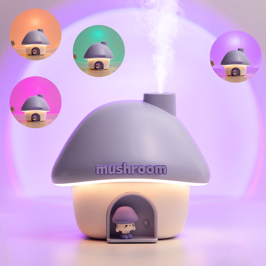 Kidsjoy Humidifiers ,Mushroom House Portable Humidifier With Night Light Bedroom Usb Mini Air Humidifier For Home(Purple)