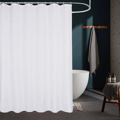 Sevenlady White Shower Curtain Liner, Fabric Shower Curtain Liner, 2-in-1 Bathroom Shower Curtain and Liner, With 12 Hooks and Grommets, 70 x 70in, Waterproof, Machine Washable