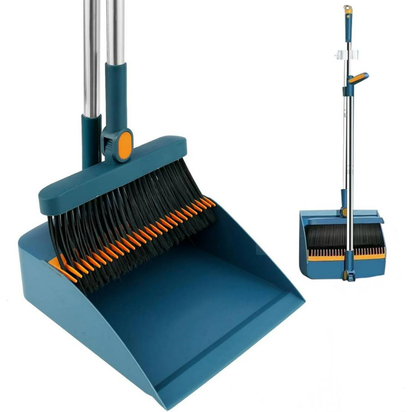 Sevenlady Brooms and Dustpan Set for Home, Plastic Brooms Dust Pan Set, Broom Set with Comb Teeth for Office, Stand up Brooms and Dustpan