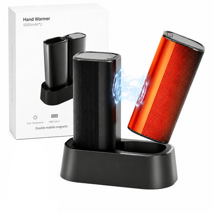 PUCACHI 2 Pack 5000mAh Hand Warmers Rechargeable,Magnetic Hand Warmers with Charge Base,4 Heat Settings & 8 Hrs Warmth,Reusable Portable Pocket Heater for Hunting Camping Winter Gifts,Black