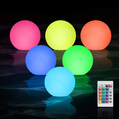 kidsjoy 6-Pack Swimming Pool Floating Pool Lights: 16 Color with Remote Control IP68 Waterproof LED Ball Light