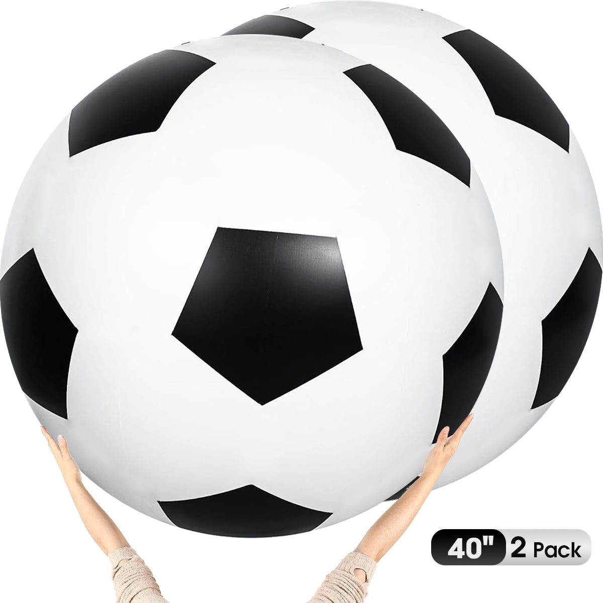Merryhome Giant Beach Ball Inflatable, 40" Inflatable Soccer Ball - Blow Up Large Inflatable Beach Ball for Pool Parties, Themed Birthdays, Beach Events, Summer Party Decorations, 2 Pack