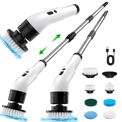 Electric Spin Scrubber,Cordless Cleaning Brush,Shower Cleaning Brush with 7 Replaceable Brush Heads, Power Scrubber 2 Adjustable Speeds,Adjustable & Detachable Long Handle