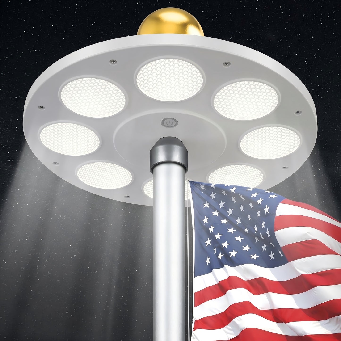 Flag Pole Light Solar Powered, New 136 LED Ultra Bright, Illuminates The American Flag for 8-10 Hours from Dusk to Daw, Auto On/Off - White