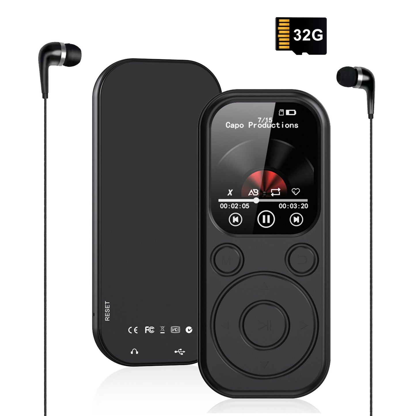 Henotian MP3 Player with Bluetooth 5.3, 32GB HiFi Portable Music Player with 2.01" Screen, Built-in Speaker, Voice Recorder, FM Radio, E-Book Reader