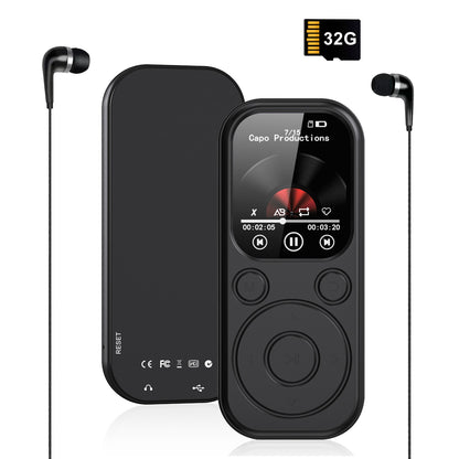Henotian MP3 Player with Bluetooth 5.3, 32GB HiFi Portable Music Player with 2.01" Screen, Built-in Speaker, Voice Recorder, FM Radio, E-Book Reader