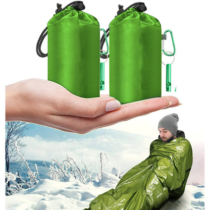 Seven Lady Emergency Sleeping Bag, Lightweight Thermal Waterproof Bivy Sack Portable Sleeping Blanket, Multi-Purpose Outdoor Survival Gear for Hiking, Camping, First Aid Kits, Green