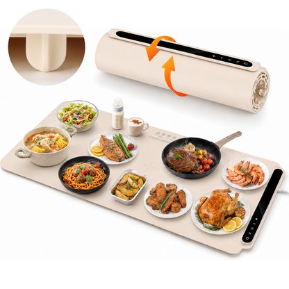 Merryhome 36x16in Food Warming Mat for Countertop,Extra Large Electric Food Warming Tray for Parties Buffet,7 Temp Levels & 6 Hour Timer, Auto Shut-Off,Full-Surface Heating Pad for All Gathering,Beige