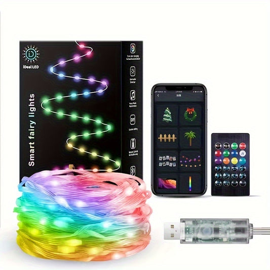 WHATOOK Bluetooth Controlled LED Light String 5M/20M 50-200LED Smart Fairy Light String for Home Christmas Decoration