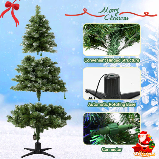 Rotating Artificial Christmas Tree with LED Lights, 6.5FT 360 Degree Displays Artificial Tree Great for Home, Office, & Parties Holiday Thanksgiving Xmas Decorations