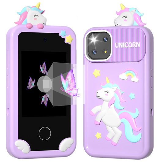 MERRYHOME Kids Smart Phone for Girls, 2.8" Touchscreen Play Phone with 32G SD Card, Dual Camera, Puzzle Game, Music Player, Christmas Birthday Gifts for Kids Purple