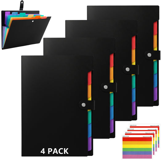 7-Pocket Expanding File Folder – 4 Pack, Durable Accordion Organizer for Letter/A4 Size Documents, Portable & Expandable, Ideal for Office, School & Home Use