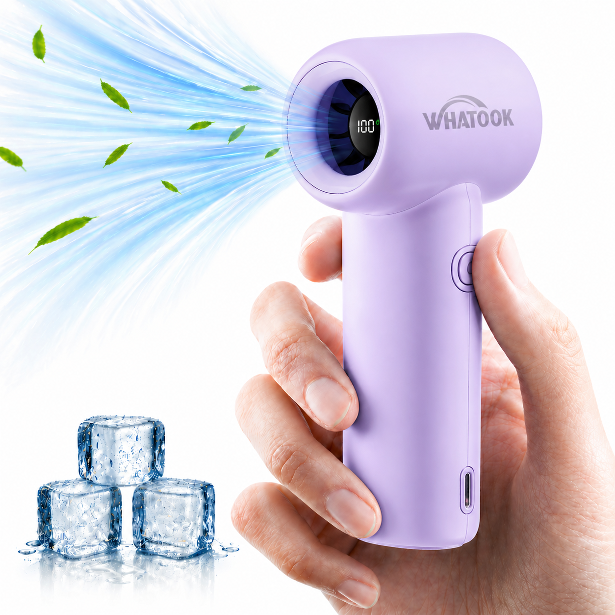 Portable Handheld Fan,18500RPM High Velocity 3000mAh, LED Display 5 Speeds USB-C Rechargeable Turbo Pocket Fan, Personal Mini Cooler for Travel