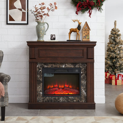 Electric Fireplace with Mantel,fireplace mantel surround with 23" Fireplace Insert, Adjustable Flame, Remote Control, Cherry,41.34"W*14"D*40"H