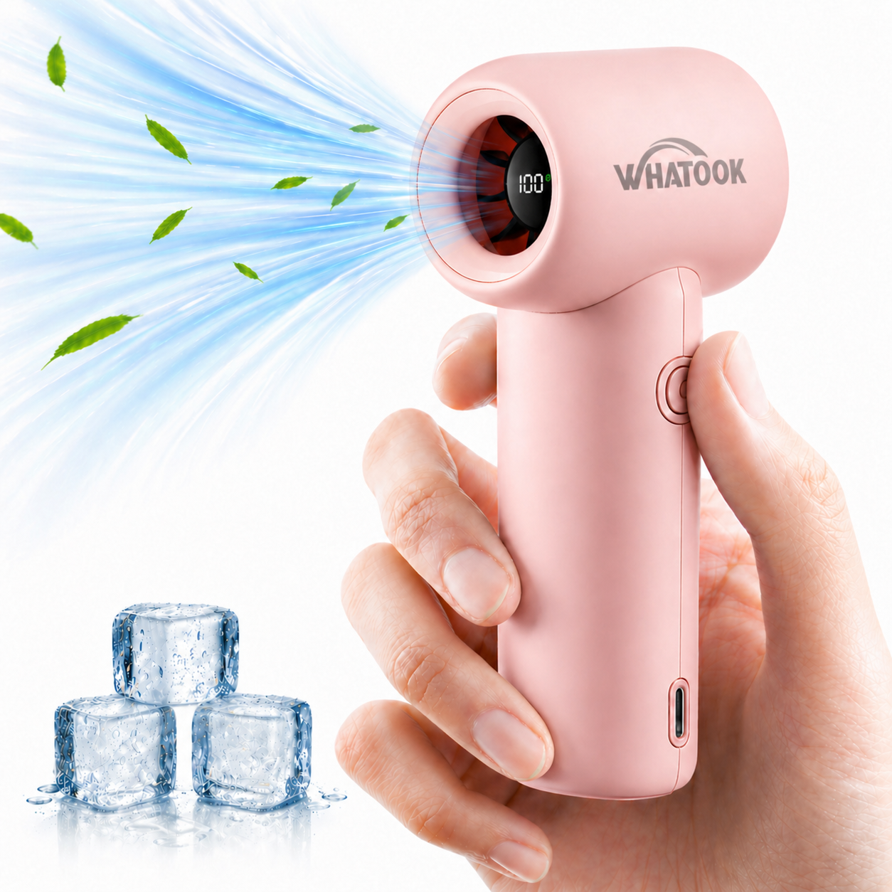 Portable Handheld Fan,18500RPM High Velocity 3000mAh, LED Display 5 Speeds USB-C Rechargeable Turbo Pocket Fan, Personal Mini Cooler for Travel