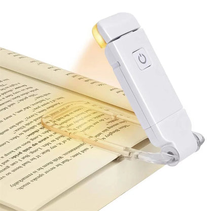 Sevenlady Clip on Book Light, USB Rechargeable Reading Light, LED Clip on Book Reading Lights for Bookworms Kids, 2 Brightness Adjustable, Bookmark Light for Eye-Protection (White)