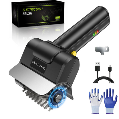 Merryhome Cordless Electric Grill Brush,Rechargeable-1100PRM-High Speed Rotating Grill Cleaner with 304 Stainless Steel Brush Head,Grill Cleaner for BBQ Grates & Griddles,BBQ Father's Day Gift