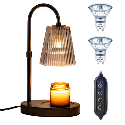 Merryhome Candle Warmer Lamp with Timer,Dimmable & Adjustable Height Wax Melts Warmer,Top Down Melting for All Jar Candles,Valentines Day Gifts for Daughter/Mom/Women,Black (Includes 2 Halogen Bulbs)