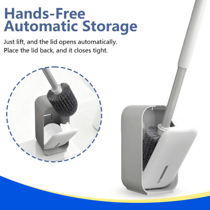 Toilet Brush with Holder – Wall Mounted Self-Closing Set with Long Handle & Silicone Bristles for Bathroom Cleaning