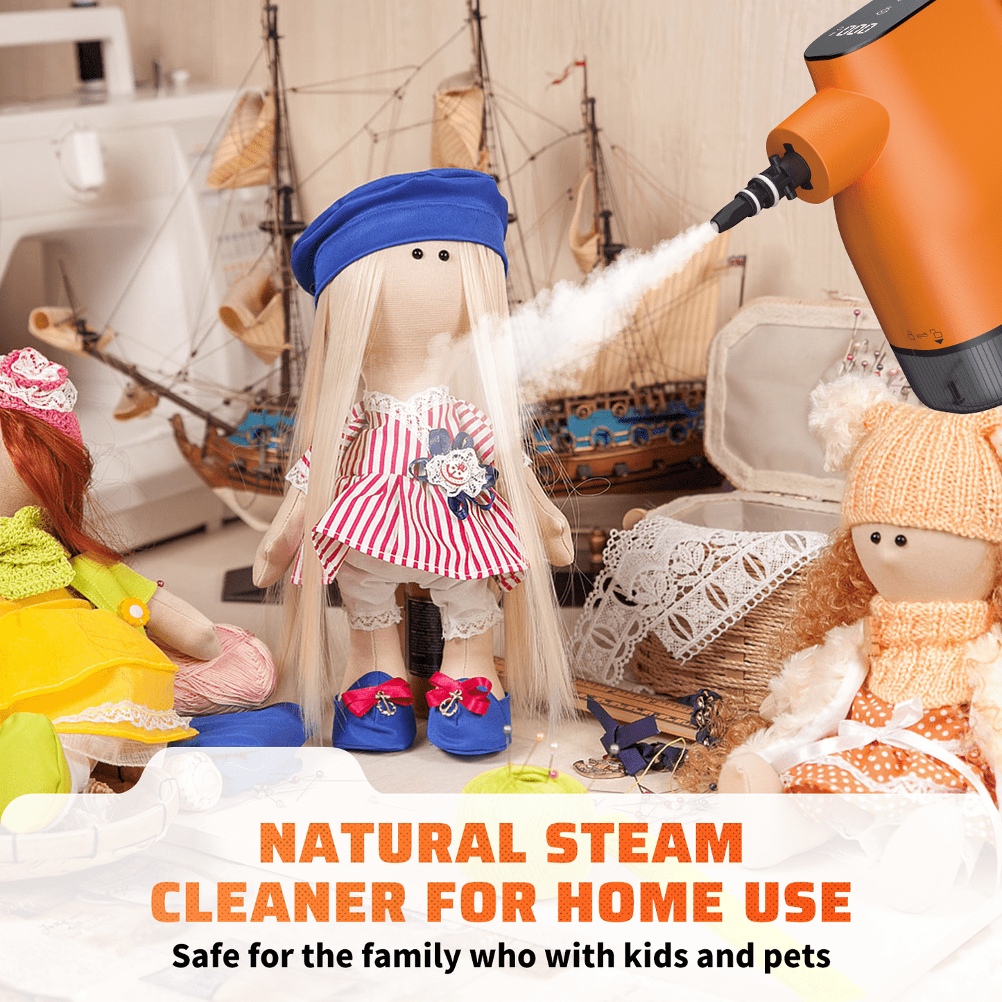 Handheld Steam Cleaner, 10 in 1 Steamer Cleaning& Safety Lock, Multi-Surface & Powerful Home Use for Cleaning, Car, Bathroom, Shower, Window, Grime, Grease