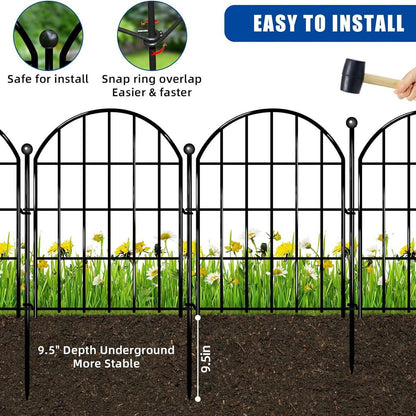 Garden Fence , 10 Pack Rustproof Metal No Dig Fence Animal Barrier for Dog, Arched Flower Bed Edging Ornamental Wire Border Panel Fencing for Yard Patio Outdoor Decor-B