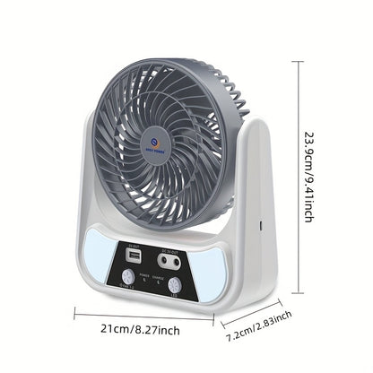 PUCACHI Solar Camping Fan with LED Lantern - 6-Inch Rechargeable Outdoor Fan, 3W Solar Panel & USB Charging, 2-Speed Portable Tent Fan for Hiking, Emergency, Camping Gear