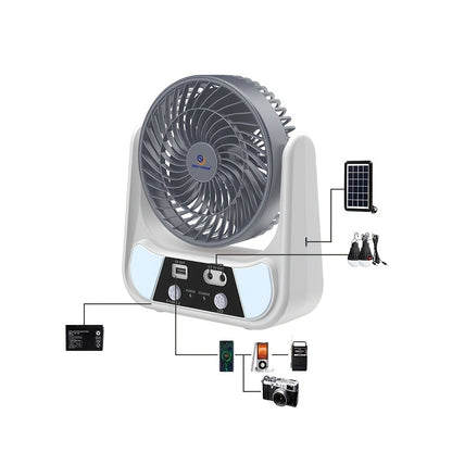 PUCACHI Solar Camping Fan with LED Lantern - 8-Inch Rechargeable Outdoor Fan, 3W Solar Panel & USB Charging, 2-Speed Portable Tent Fan for Hiking, Emergency, Camping Gear